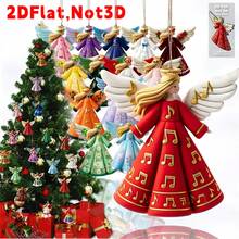 16 adornos navideños planos 2D para árbol de Navidad: colgantes de madera con forma de ángel niña. Decoración navideña para el hogar. - vistoso - Ver 1