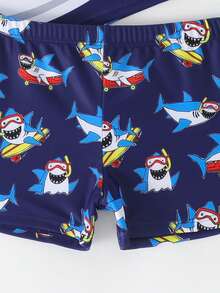 NB VEST Children's Beach Set With Shark Print 2025 I3613 - Navy Blue - View 3