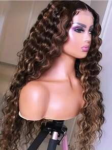 Eulisi Tóc giả ren phía trước 13x4 Body Wave, tóc thật, tóc thật đã được nhổ sẵn, mật độ 180, tóc giả ren phía trước trong suốt, tóc thật dành cho phụ nữ, tóc giả không keo 9A, tóc thật với tóc con, màu tự nhiên, highlight màu vàng mật ong P427#, thẳng, sóng cơ thể, sóng sâu, sóng nước, màu 1B/30#, tóc giả thẳng, sóng cơ thể, sóng sâu, - màu đen - Xem 50