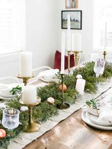 1pc, 180cm Artificial Christmas Green Pine Vines, Fake Cedar Leaves Twigs Vines Faux Hanging Pine Cypress Christmas Decor Rattan Holiday New Year Winter Wedding Party Living Room Fireplace, Christmas Decorations