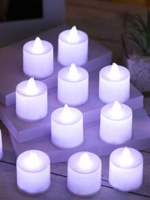 6/12/24pcs Classic Round Shape Electronic Candle Light,Including Battery, Indoor Decor LED Flameless Tea Candle,Suitable For Wedding Decor, Party Decor, Birthday Decor, Festival Decor,Christmas Home Decor Candle Light - Multicolor - View 3