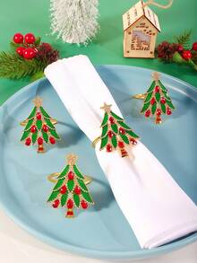 6pcs Christmas Tree Napkin Rings, Suitable For Room Decor, Dining Table Decor, Home Decor, Fit For Christmas, Party, Birthday, Wedding And Banquet Buffet Table Elegant Minimalist Decoration - Multicolor - View 32