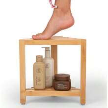Corner Shower Stool Inside Shower - Waterproof Shower Foot Rest Shaving - Small Shower Stool Shower Inside Shower With Storage Shelf Small Shower Spaces - Bamboo - View 2