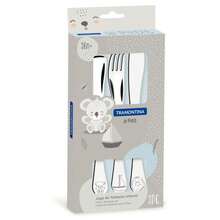 Jogo de Talheres Infantil +3 Anos Le Petit Inox com Desenhos Relevo Brilho 3 Peças Tramontina