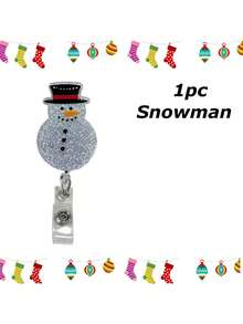 1 pieza/3 piezas Regalo de Navidad para enfermeras: Carrete retráctil de identificación, diseño lindo de árbol de Navidad/muñeco de nieve/alce, soporte de identificación para compañeros de trabajo y médicos