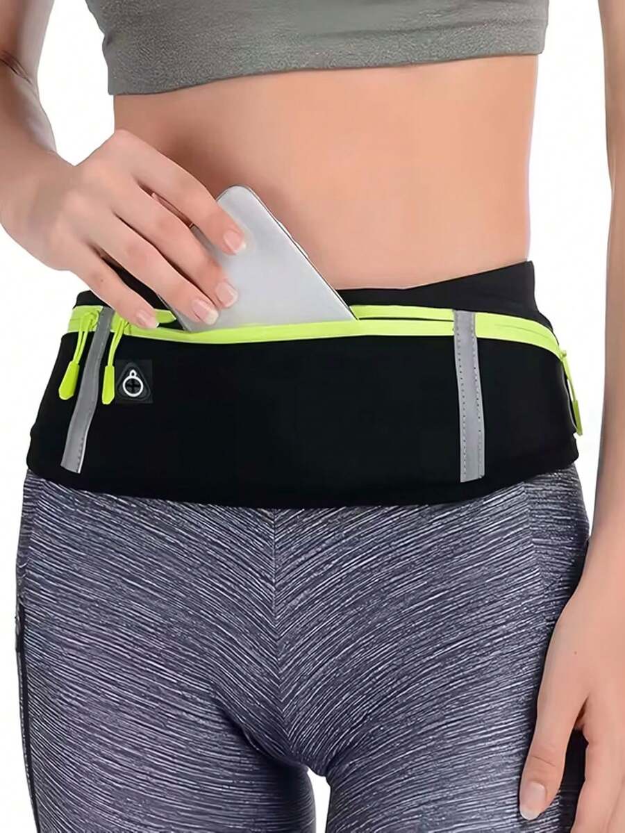 Borsetă de alergare pentru femei cu compartiment pentru telefon - Centură de alergare respirabilă, Capacitate mare, Compartimente multiple pentru telefon și alte obiecte esențiale, Potrivită pentru drumeții, călătorii, sală de sport - Curea reglabilă, Compartimente cu fermoar, Negru, Echipament de drumeție, Echipament de alergare, Design minimalist, Material respirabil - Multicolor - Vizualizare 1