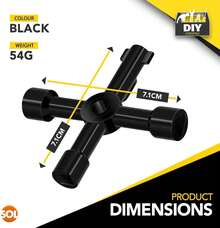SOL Household 4 Way Utility Key – Multi-Purpose Tool For Radiator Bleed, Gas & Electric Meter Boxes, Service Panels & Cabinets – Compact Triangular Key For Maintenance & Access Tasks - Black - View 2