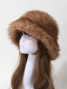 1 st damers eleganta hinkhatt i fuskpäls, tjock varm och fluffig öronskyddshatt för höst/vinter, trendig och mångsidig pulloverkeps - Multifärgad - Visa 10