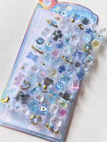 3D Embossed Stickers, Solid Cartoon Food & Animal Crystal Phone Case Decorative Stickers