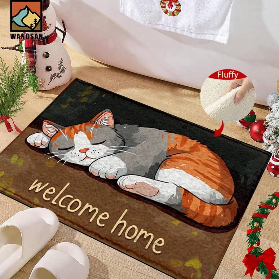 1 Stück/2 Stücke Katzen-gemusterter rutschfester Badezimmer Teppich zum Auslegen auf den Boden, Super-Faser rutschfester Teppich, Imitat-Kaschmir saugfähiger und schnell trocknender Teppich, geeignet für Türen, Badezimmer, Küchen und andere Anlässe, maschinenwaschbar, rutschfest, Alltagsdekoration, kann als Geschenk gegeben werden - Verschiedenfarbig - Übersicht 1