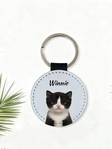个性化宠物肖像钥匙扣:定制皮革狗狗纪念礼物,定制猫狗照片皮革钥匙扣,个性化宠物肖像名字皮革照片钥匙圈,周年纪念礼物,送给爱人、父母的礼物,定制宠物肖像钥匙扣:个性化皮革猫狗照片纪念品 - 彩色 - 查看 16