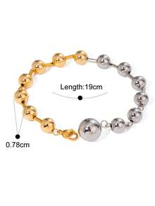 1 szt. Casual Ins 2025 Nowa 18-karatowa złota bransoletka z koralikami ze stali nierdzewnej o wysokiej ochronie, dwukolorowa, odpowiednia do codziennego noszenia przez kobiety, wodoodporny dodatek do biżuterii, prezent na Walentynki