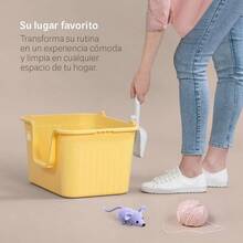 Arenero Inodoro para Gato Caja de con Pala, Paredes Altas Verde, - Amarillo + Regular - Ver 6