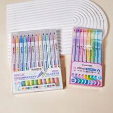 8pcs 16-Color Double-Headed Fluorescent Pens, Stackable Journaling Pens For Students, Large Capacity Highlighters For Marking, Mixed Color Fluorescent Pens, Bleed-Proof And Smudge-Proof, Suitable For Planners, Diaries, Office And School Supplies, Gifts