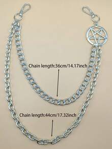 1 pieza Cadena de cintura con estilo de pentágono de moda, cadena de cintura multicapa de estilo retro punk, accesorio de cadena para pantalones de estilo hip-hop