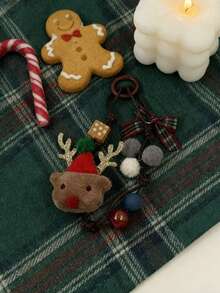 1pc Versatile Christmas Reindeer Bell Bow Star Phone Lanyard Pendant Keychain Cartoon Doll Keyring, Keychain For Car Keys, Backpack, Handbag - Multicolor - View 7