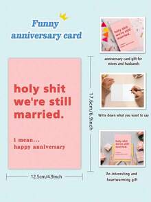 1张趣味周年纪念贺卡，情侣周年纪念卡，送给妻子和丈夫的周年纪念纪念品 - 彩色 - 查看 3