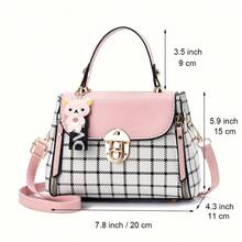 Small Crossbody Bags For Women Fashion Plaid Purses For Teenage Girls Lightweight Handbags Shoulder Bag - Hồng - Xem 2