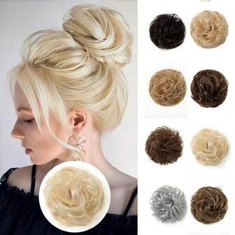 1pc Messy Bun Hair Pieces For Women And Girls Elegant Chignon With Elastic Rubber Human Hair Extensions Hair Bun For Daily Wear
