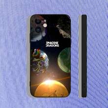 Custodia per telefono compatibile con I-Imagine Dragons LOOM, adatta per modelli 17, 16, 15, 14, 13, 12, 11, Pro, Max, Plus, Air, X, XS, XR, SE, 8, 7, Mini, in morbido nero, compatibile con custodia per 17, 17 Pro, 17 Pro Max