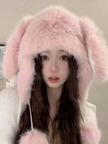 新款可爱毛绒球猫耳渔夫帽，女士款，保暖户外休闲可爱帽 - 彩色 - 查看 28