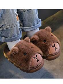 Cute Cartoon-Themed Indoor Soft-Soled Slippers For Women, Capybara Pattern, Winter Style.