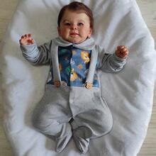 Enzo Leão Baby Boy's Long Sleeve Ribbed Knit Sweet Dream Romper In Brown/Navy Anchor/ Blend - S And M - Safari Mix - 查看 2