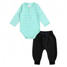 2-Piece Set Long Sleeve Bodysuit With Pants Baby Boy Cotton Sweatshirt With Comfort Button - 什錦 - 查看 8