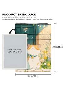 1pc Lazy Cat Themed Zippered Book Cover With Front Pocket, Soft Paperback Book Protector, Washable Book Sleeve Bag, Multifunctional Book Storage Bag Suitable For School, Students, Teachers, Book Lovers - Single Piece - View 4