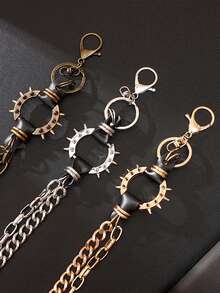 1 Stück Punk-Stil mehrschichtige Metallkette mit Nieten, vintage Rock Mode Gürtel für Herren/Damen, dekoratives Jeans/Hosen Accessoire