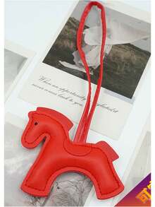 1pc Running Horse Keychain - Made Of PU Leather, 4 Colors (Black, Brown, Red, Orange) - Adjustable Strap Suitable For Keys, Bags, Phone Chains - Valentine's Day Gift For Women And Men - Durable PU Leather Construction, Horse Ornament, Packaging Decor, Silhouette Accessory, Soft Texture, Backpack Hanging Decoration, Fashion Accessory, Handmade Charm, Decorative Keyring, Fashion Enthusiast Retro Red - Multicolor - View 3