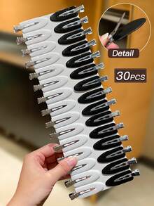30 chiếc kẹp tóc nữ màu trơn, kiểu dáng tối giản, kẹp tóc đen trắng, kẹp tóc nhỏ, thiết kế kẹp cá sấu, phụ kiện tóc nữ, kẹp tóc, phụ kiện du lịch, phù hợp cho trang phục thường ngày và ngoài trời, phụ kiện tóc, phụ kiện nữ, phụ kiện đội đầu, ghim cài tóc - Đen và trắng - Xem 5
