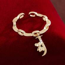 1 chiếc nhẫn điều chỉnh được hình gấu hoạt hình leo chữ, đính đá Cubic Zirconia, dành cho nữ. - Nhiều màu - Xem 51