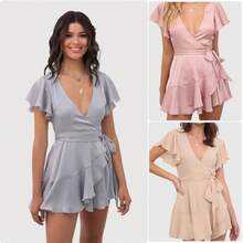 Europäischer und amerikanischer Stil Kleid für Frauen, Herbstsaison, lebendiges und süßes V-Ausschnitt, taillierter Schnürung, Rüschendress