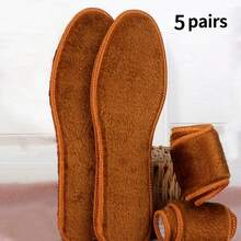 5 Pairs Natural Wool Felt Shoe Insoles, Warm Wool Insoles For Winter, Thick Soft Wool Insoles For Men And Women, Suitable For Snow Boots