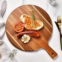 1 Stück großes Pizzabrett mit Griff - geriffeltes Pizzablech, strapazierfähiges natürliches Holz-Pizzatablett, Serviertablett zum Backen, Essen, Feiern - geeignet für Pizza, Frühstück, Salat, Käse, Obst - unverzichtbares Küchenregal-Utensil und Geschenk zu Feiertagen, ideal für Hobbyköche und Profis, rustikaler Küchenhelfer, stabile Konstruktion, glatte Oberfläche, perfekt für Weihnachten, Thanksgiving