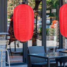 2 Faroles Linterna Japonesa Pantalla De Lmpara Decorativos Japoneses Adornos Colgantes Plegables Tela De Seda Rojo para Decoracin Navidea De Restaurantes Y Hogares, 17.6x 9.8 - Rojo - Ver 10