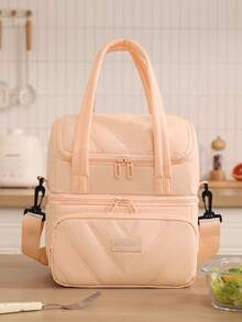 12L Large Capacity Outdoor Picnic Lunch Bag With Adjustable Shoulder Strap, Double Layer Large Cooler Tote Bag, Waterproof Thermal Insulated Food Container Bag For Adults, Portable Lunch Box Carrier Small Lunch Bag Fruit Snack Storage Handbag Suitable For Female Male Work Travel Hiking Picnic Handbag Bag School Stuff Lunch Bag For Women Cooler Bag Lunch Box For School