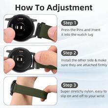 DaQin 3 Pack Nylon Watch Bands Compatible With 16mm 18mm 20mm 22mm Quick Release Watch Band Adjustable Soft Stretchy Solo Loop Strap Elastic Braided Relacement Wristband For Men Women - ĐenQuân độiXanh lá câyXám - Xem 5