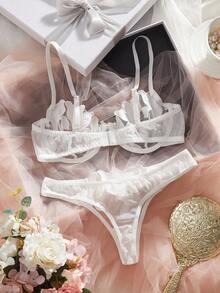 White Embroidered Lingerie Set, Shimmering & Sexy