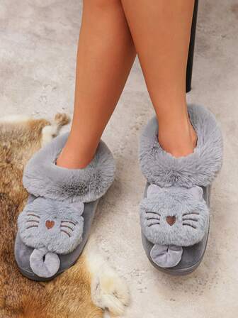 Nuevas zapatillas de suela gruesa para mujer para otoño/invierno, lindas zapatillas de interior antideslizantes y cálidas con tacón alto para embarazadas, zapatillas de pareja con decoración de búho lindo en el tacón, zapatillas divertidas