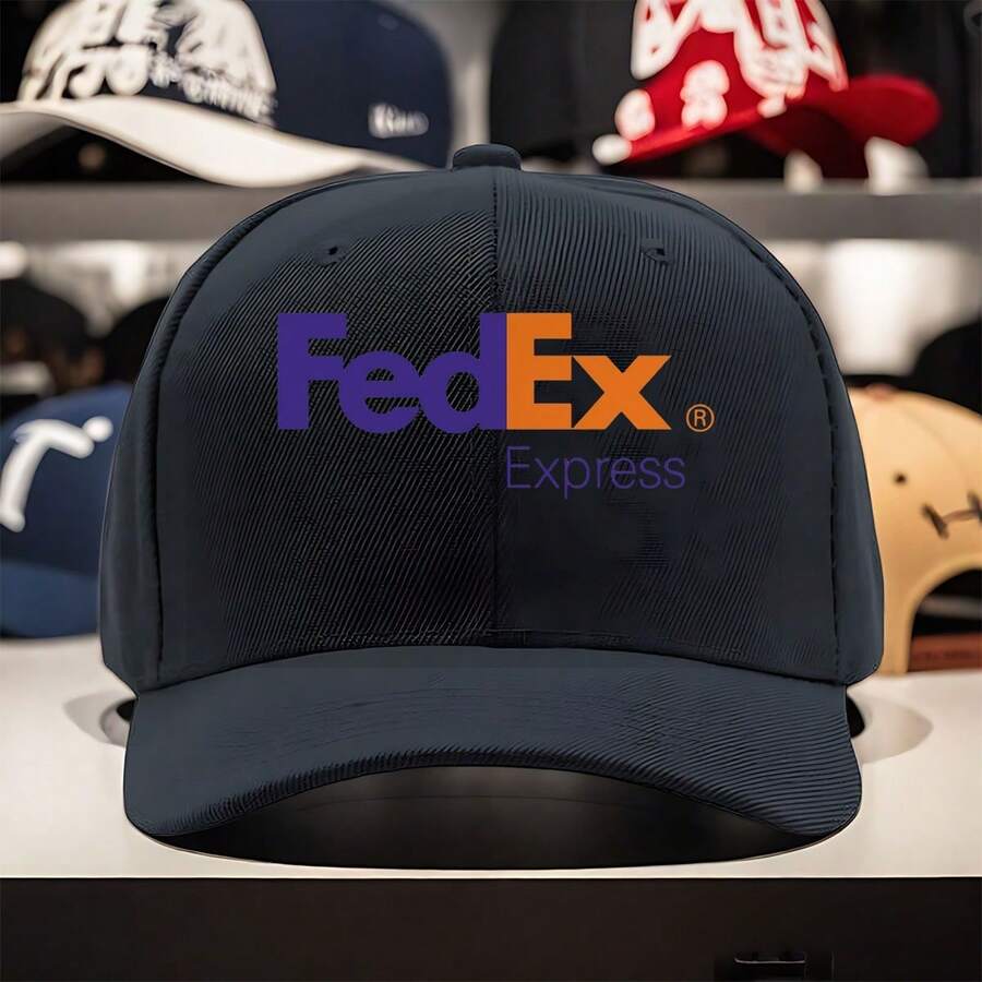 Fedex Baseball Cap - Lightweight Breathable Hat With Adjustable Strap, Navy Blue FedEx Design For Business Casual, Deliveries, Outdoor - Unisex All-Season Polyester Cap, Adjustable Baseball Cap, Casual Headwear, Stylish Streetwear, Ventilated Mesh Design, Streetwear Accessory, Modern Look, Comfortable Fit, Fashion Lovers - 黑色 - 查看 1