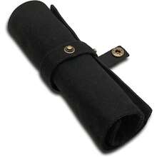 Pure Color Pen Pencil Wrap Pencils Roll HolderSimple Retro Style Pen Pouch Bag Coloring Pencils Organizer Holder Colored Pen Paint Brush Storage Pouch Black One Size