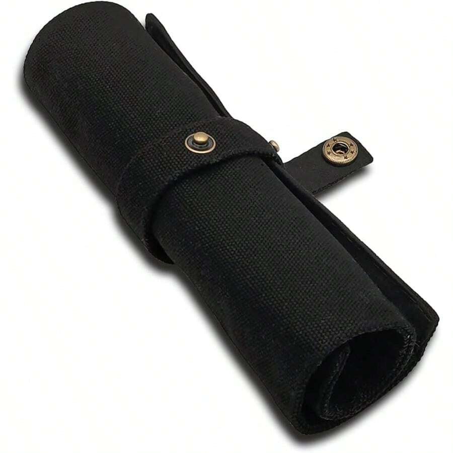 Pure Color Pen Pencil Wrap Pencils Roll HolderSimple Retro Style Pen Pouch Bag Coloring Pencils Organizer Holder Colored Pen Paint Brush Storage Pouch Black One Size