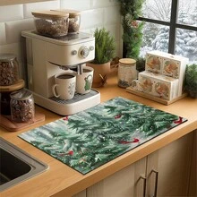 1pc Christmas Theme Trivet Mat, Christmas Pattern Absorbent Drying Mat, Kitchen Decor Coffee Machine Mat, Handmade Coffee Pot Draining Mat, Kitchen Floor Mat, Dining Table Mat, Kitchen Counter Dish Drying Mat, Breakfast Mat, Anti-Slip Heat-Resistant Draining Mat, Diatomite Draining Mat, Hides Stains, Super Absorbent Kitchen Mat, Easy To Clean Dish Rack Mat, Suitable For Kitchen, Dining Table, Cafe, Bar, Holidays, Parties, Home Decor, Holiday Gifts