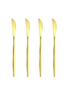 4/8/16/24 件不锈钢金色牛排刀套装 - 优雅奢华，可用洗碗机清洗，8.7 英寸，非常适合切牛排 - 适合家庭、餐厅和派对使用