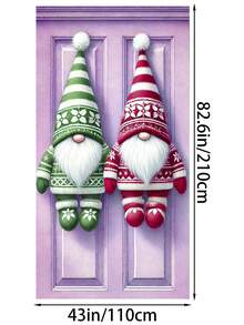 1 pezzo Ghirlanda natalizia con gnomo 2D, un ornamento da appendere con un nano, una ghirlanda natalizia da appendere alla porta, stampata con ghirlande e gnomi, con dettagli di cappelli lavorati a maglia e calze a righe, adatta per decorazioni natalizie, per casa, ufficio e porta, decorazioni natalizie e di Capodanno. (Senza ghirlanda)