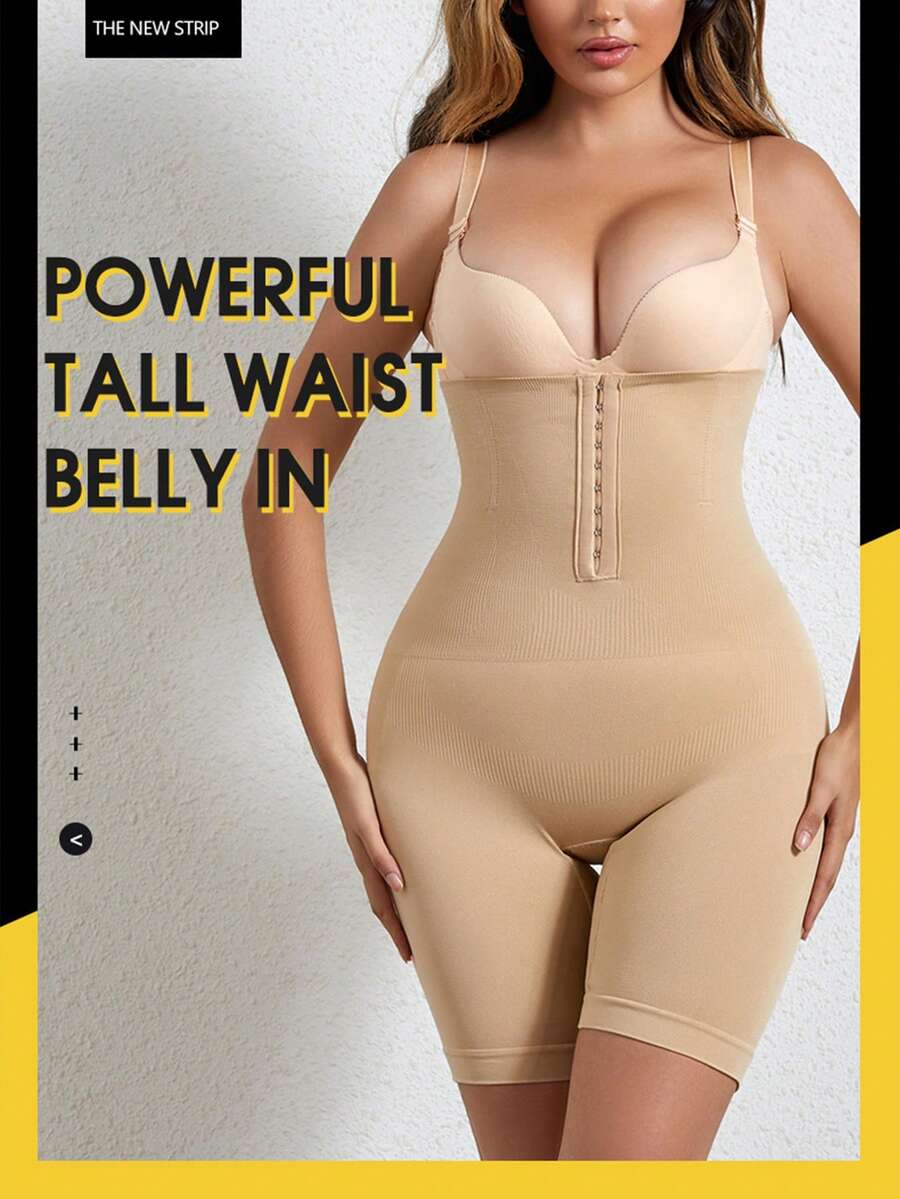 Button Closure Waist Cincher Sports Shapewear Bottoms, Slimming Pants