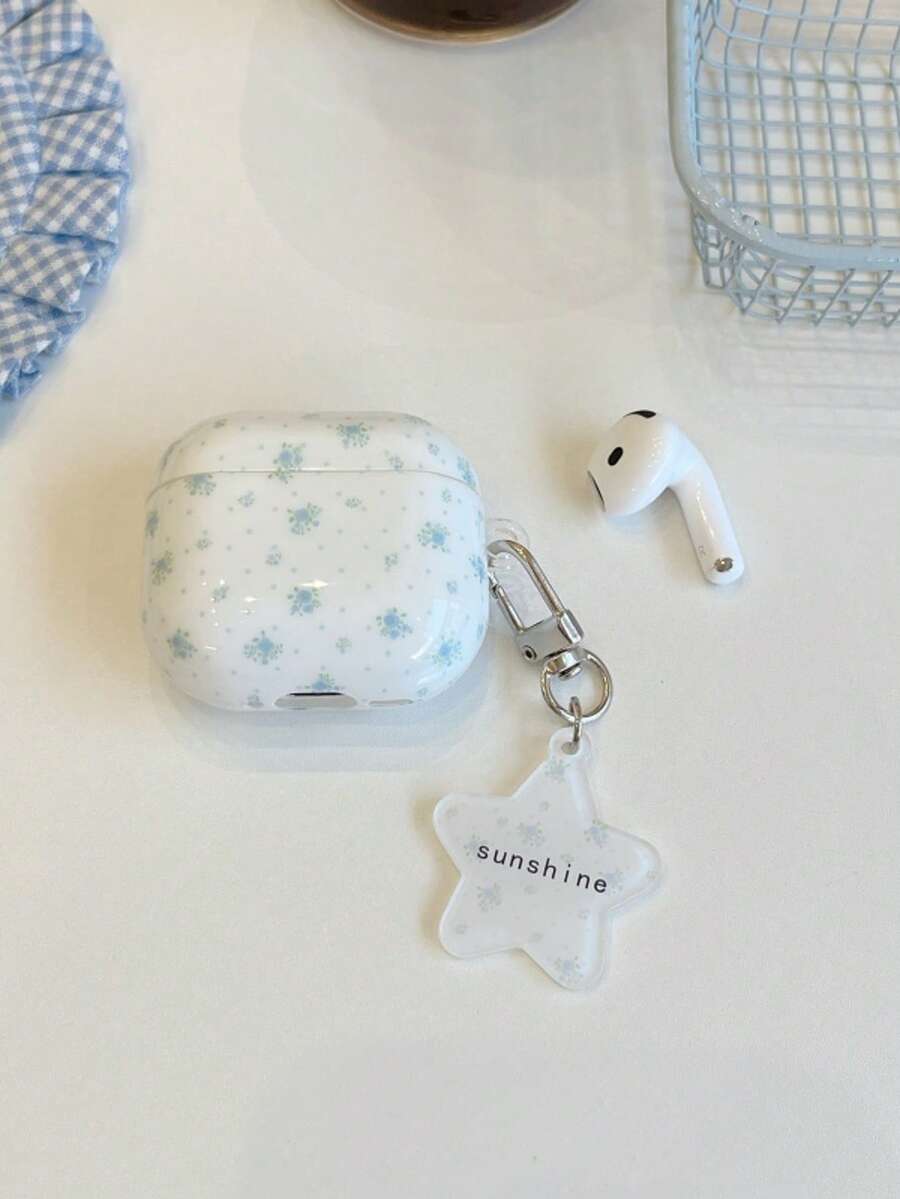 极简主义浅蓝色花卉保护壳，适用于 Apple 4、Pro 2、3、iPod 耳机，无线蓝牙耳机保护套 - 彩色 - 查看 1