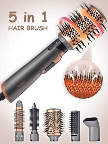 CRASTS 5-In-1 Hot Air Brush Set, Blow Dryer, Straightener, Curler, Dual-Use, Damage-Free Hair Styling Tools, Includes Hair Clips, Straightening Iron, Curling Iron, Concentrator Nozzle, Straightening Brush, Curling Brush - View 8